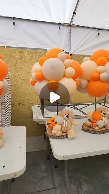 Little Cutie Baby Shower Centerpieces, Baby Shower Teddy Bear Centerpieces, Teddy Bear Baby Shower Centerpiece, Teddy Bear Centerpieces, Garland Ideas, Teddy Bear Baby Shower, Bear Decor, Balloon Centerpieces, Shower Centerpieces