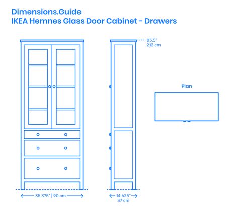 The IKEA Hemnes Glass Door Cabinet (Drawers) spots two glass doors at the top level for displaying items and three large different size drawers at the lower level for keeping fabric and books. The shelves are adjustable, and the furniture’s small footprint enables it to occupy less floor space. Downloads online #furniture #storage #cabinets #home Hemnes Glass Door Cabinet, Cabinet Drawing, Furniture Details Drawing, Studio Apartment Floor Plans, Furniture Drawing, Arch Drawing, Glass Door Cabinet, Glass Top End Tables, Bookshelf Plans