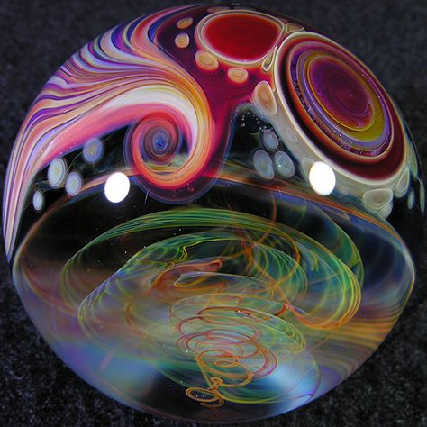 Color Theory Therapy| Serafini Amelia| " Colorful"| Mike Gong - 'Candy Factory' I don't know what it is about this marble, but no matter how long I look at it, it seems to be chagrinned. #catherineclinch Kristina Webb, Blown Glass Art, Art Glass Paperweight, Marble Art, Chihuly, Gorgeous Glass, Glass Marbles, Home Activities, Glass Paperweights