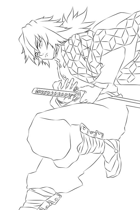 Tomioka Gyuu Kimetsu no Yaiba by Yuumarii Manga Coloring Book, Naruto Sketch Drawing, Anime Lineart, Body Base Drawing, Coloring Page Ideas, Anime Crafts, Cartoon Coloring Pages, Outline Drawings, Anime Monochrome