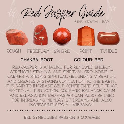 Crystal Knowledge, Energy Stones Crystal Healing, Crystal Powers, Red Jasper Crystal, Crystal Seashells, Root Chakra Healing, Bright Crystal, Earth Gift, Crystal Power