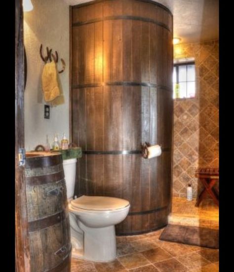 whiskey barrel shower Barrel Bathroom Sink, Wine Barrel Bathtub, Whiskey Barrel Ice Bath, Whiskey Barrel Sink Bathroom, Whiskey Barrel Vanity Rustic Bathrooms, Rustic Bathtubs, House Bus, Wooden Barrels, Whiskey Barrel Furniture