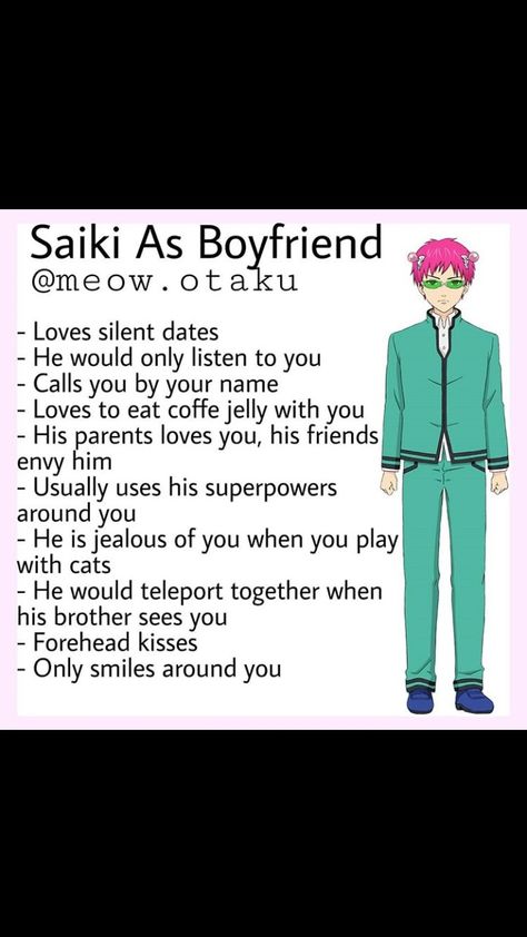 O título kkkk Saiki As A Boyfriend, Characters As Boyfriends, Boyfriend Anime, Bobby Car, As A Boyfriend, Lettering Practice Sheets, As Your Boyfriend, Boy Girlfriend, Kusuo Saiki