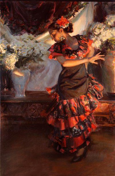 The Dance Daniel F Gerhartz, Spain Culture, Dance Paintings, Spanish Culture, Russian Painting, Argentine Tango, Alphonse Mucha, Painting Gallery, Dance Art