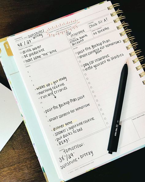 Daily Planning Page ✔️✨ | Planner writing, Day designer planner, Create daily planner