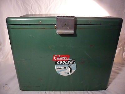 Vintage 1950'S Coleman Steel Ice Cooler Chest Penguin Logo | #535235099 Metal Cooler, Coleman Cooler, Vintage Cooler, Metal Chest, Vintage Coleman, Penguin Logo, Ice Cooler, Gas Lanterns, Ice Chest