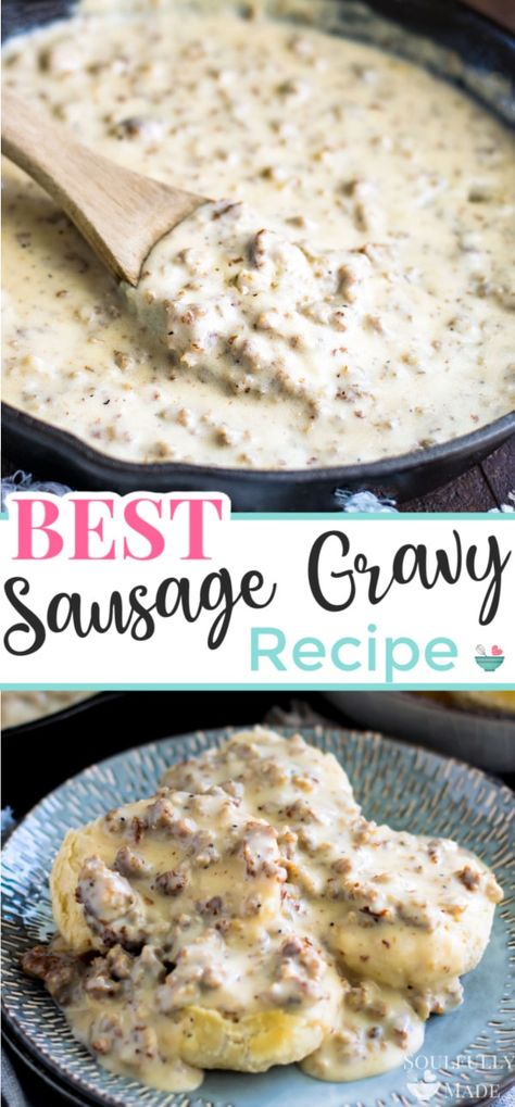 Best Sausage Gravy, Best Sausage Gravy Recipe, Easy Sausage Gravy, Homemade Sausage Gravy, Sausage Gravy And Biscuits, Sausage Gravy Recipe, Southern Breakfast, Southern Recipe, Best Sausage