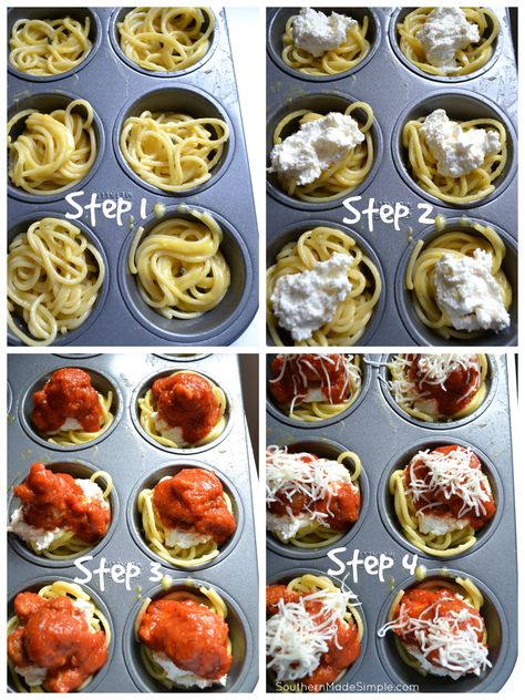 Spaghetti Bombs - a perfect back to school treat that allows you to eat spaghetti on the go (and with your HANDS!) These are so easy to make and are way more fun to eat then traditional spaghetti! #CampbellSavings #ad Spaghetti Bites, Fun Spaghetti Recipes, Spaghetti Cups Muffin Tins, Spaghetti Muffins, School Lunch Spaghetti Recipe, Mini Spaghetti And Meatball Cups, Small Meatballs For Spaghetti, Spaghetti And Meatball Cupcakes, Muffin Cups Recipes