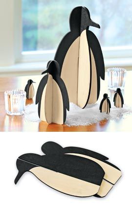 Decorate with a family of Tux Penguins.I could DIY Cardboard Animals, Penguin Crafts, Cardboard Art, Cardboard Crafts, Winter Crafts, Dremel, Holiday Crafts, Art Lessons, Wood Crafts