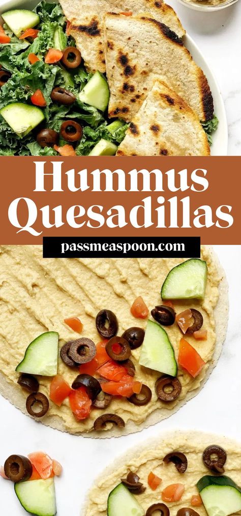 This vegan quesadilla recipe is made with your favorite hummus stuffed in between two gluten free tortillas, piled high with your favorite veggies and is the perfect plant based lunch or dinner option for a quick meal! Vegan Quesadilla Recipes, Vegan Quesadilla, Hummus Wrap, Plant Based Lunch, Quesadilla Recipe, Gluten Free Tortillas, Holiday Dessert Recipes, Quesadilla Recipes, Quick Meal