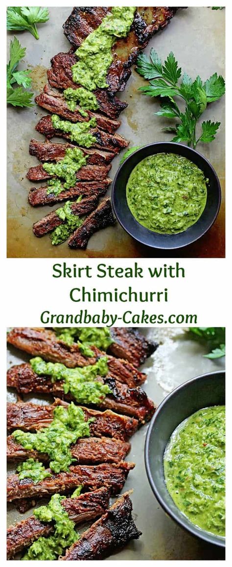 Skirt Steak Marinade Recipe with Chimichurri Recipe Steak Fajitas Marinade, Fajitas Marinade, Skirt Steak With Chimichurri, Skirt Steak Fajitas, Skirt Steak Marinade, Sauce Ideas, Steak With Chimichurri, Slow Cooker Shredded Beef, Marinated Skirt Steak