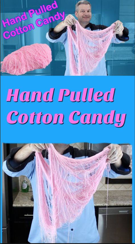 Hand Pulled Cotton Candy Recipe, Easy Cotton Candy Recipe, Dragon Beard Candy Recipe, Dragons Beard Candy Recipe, How To Make Cotton Candy Without Machine, How To Make Cotton Candy, Hand Pulled Cotton Candy, Cotton Candy Recipes, Dragons Beard Candy