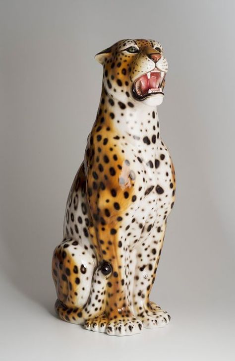 Ceramic leopard - Ceramic animals | Ceramiche Boxer Animals Ceramics, Ceramic Leopard, Leopard Statue, Hanging Monkey, British Colonial Decor, Bassano Del Grappa, Taxidermy Art, Ceramic Animals, Leopards