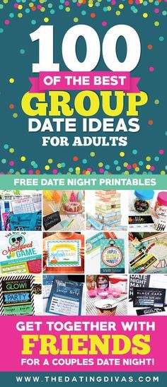 Wowzer! 100 Group Date Ideas {with FREE date night printables}! I am so EXCITED to invite over our favorite couples to try these out! No more boring date nights! www.TheDatingDivas.com Date Ideas Chicago, Date Night Printables, Group Date Ideas, Date Ideas For Boyfriend, Free Date Night, Couples Games, Couples Night, Couples Game Night, Date Night Games