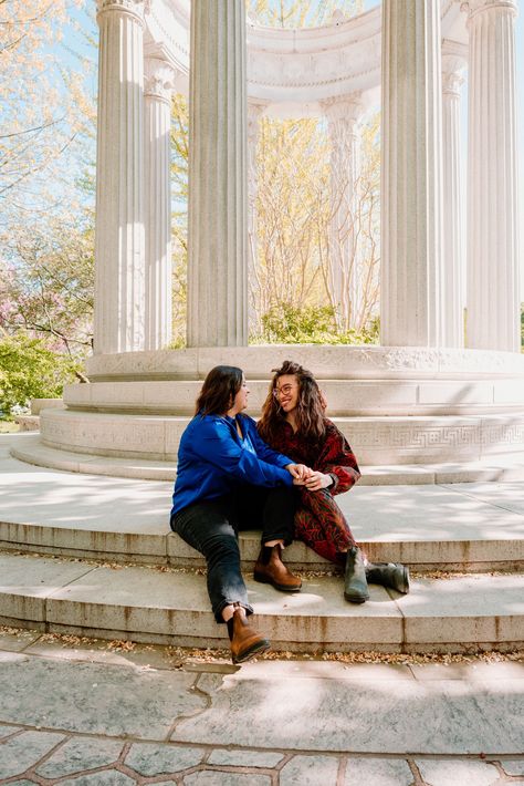 Film Engagement Photos | Film Engagement Pictures | New England Photographer. This Boston engagement photoshoot featured a gorgeous queer couple! Find LGBTQIA+ engagement posing ideas, lesbian engagement photography, lesbian engagement aesthetic, lesbian engagement dresses, and lesbian engagement inspiration. Book Dominique & Javi for your engagement photography at www.castillohollidayphotoandfilm.com! Engagement Photos Lesbian Ideas, Grad Photos Couple, Engagement Posing Ideas, Lesbian Engagement Pictures, Queer Engagement, Film Engagement Photos, Engagement Aesthetic, Lesbian Engagement, Engagement Posing