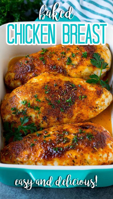 This recipe for baked chicken breast is tender chicken coated with a homemade spice mixture, then baked at high heat until tender, juicy and golden brown. Optavia Baked Chicken Recipes, Easy High Protein Chicken Recipes, Whole Chicken Breast Recipes Bone In, Old Bay Chicken Breast, Recipe For Baked Chicken, Meat Board, Baked Lemon Chicken, Roasted Duck, Chicken Breast Recipes Baked