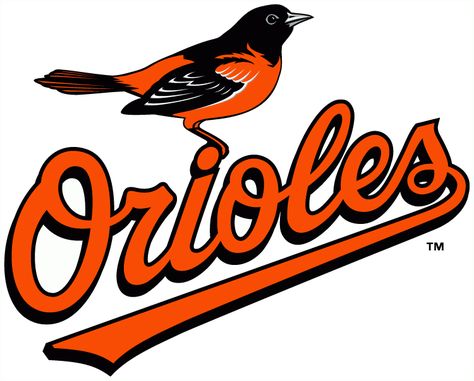 Baltimore Orioles Primary Logo (2009) - An Oriole perched on Orioles scripted in black and orange Baltimore Orioles Birds, Orioles Logo, Atlanta Falcons Logo, Baseball Teams Logo, Buffalo Bills Logo, Baltimore Orioles Baseball, Mlb Team Logos, Bills Logo, Orioles Baseball