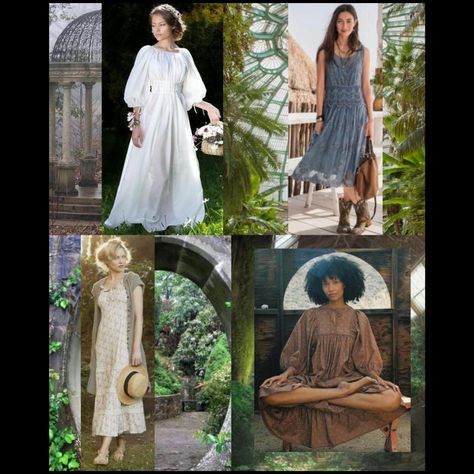 airy, flowing, natural, a bit victorian old style, courteous Flamboyant Natural Cottagecore, Angelic Style Essence Outfit, Dramatic Ethereal Essence, Ethereal Style Essence, Natural Ethereal Essence, Ethereal Fashion Casual, Ethereal Essence Outfits, Ethereal Aesthetic Fashion Casual, Oneiric Essence