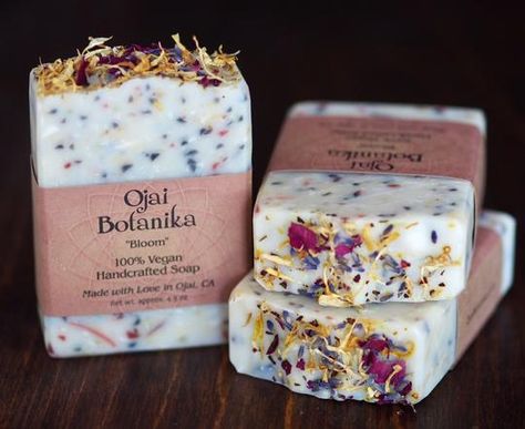 Ojai Botanika Natural Artisan Soap Artisan Soap Packaging, Soap Confetti, Handmade Soap Packaging, Soap Design Ideas, Soap Design, Organic Bar Soap, Pretty Soap, Homemade Soap Recipes, Handmade Cosmetics