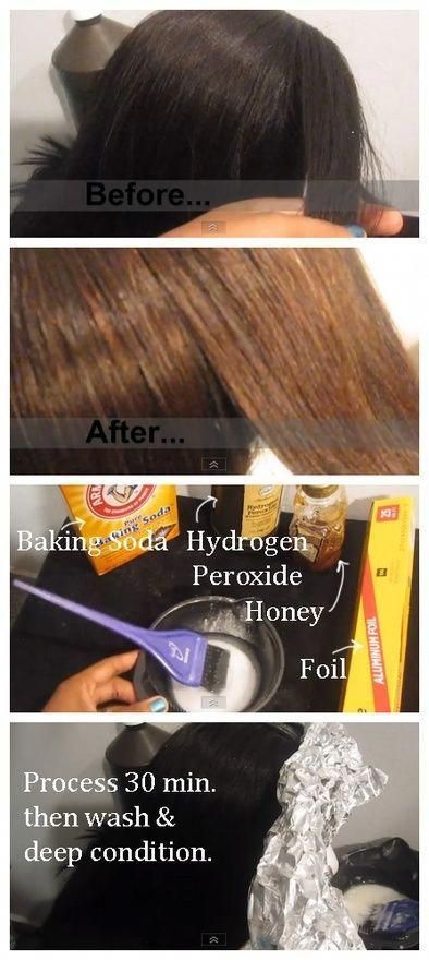 472737292106753731 DIY HAIR | COLOR :: How to LIGHTEN Your Hair NATURALLY :: Mix Baking Soda, Hydrogen Peroxide Honey to a goopy consistency... #haircare Lighten Your Hair Naturally, Baking Soda Hydrogen Peroxide, Baking Soda For Dandruff, Hair Lightening, Baking Soda Shampoo Recipe, Baking Soda For Hair, Baking Soda Water, Diy Hair Color, Hair Cleanser