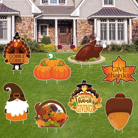 WELL- MADE OUTDOOR DECORATIONS -- You will love the decorating on the fall party or Thanksgiving party by using these awesome outdoor decorations yard signs. Thanksgiving Outdoor Decorations, Thanksgiving Decorations Outdoor, Outdoor Fall Decor Ideas, Happy Thanksgiving Turkey, Thanksgiving Signs, Lawn Sign, Happy Thanksgiving Day, Fall Outdoor Decor, Harvest Decorations