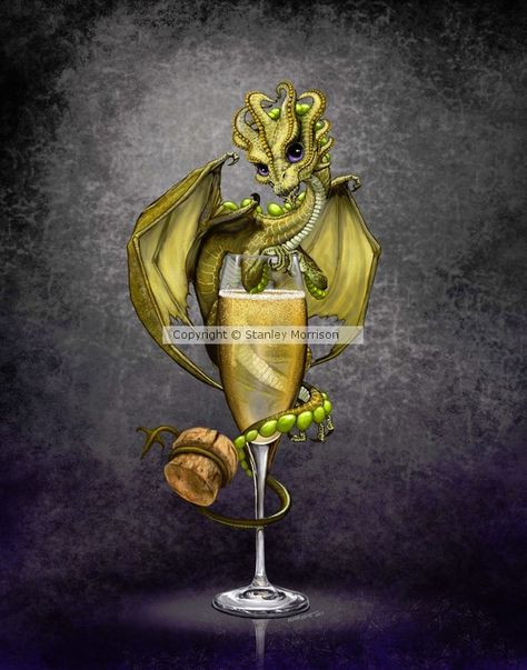 Champagne Dragon by Stanley Morrison on ARTwanted Fantasy Wedding Art, Dragon Poster, Drink Art, Tiny Dragon, Art Dragon, Dragon Series, Fairy Dragon, Dragon Pictures, Fantasy Wedding