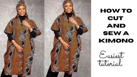 African Kimono Ankara, Kimono Jacket Styles, Stylish Kimono Ankara Styles, Kimono Ankara Styles, Rectangle Fabric Into Kimono Jacket, Ankara Kimono Style, Kimono Dress Pattern, Kimono Jacket Sewing Pattern, Tops Ankara