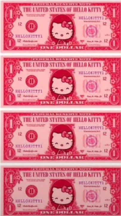 Sanrio Dollar Bills, Hello Kitty Dollar Bill, My Melody Money, Hello Kitty Money, Money Printables, Hello Kitty Printables, Money Bill, Money Icons, Hello Kitty Crafts