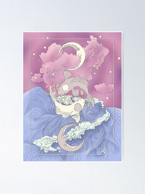 "Tui and La, Moon and Ocean Spirits Art Nouveau" Poster by iypuff123 | Redbubble Ocean And Moon, Tui And La, Moon And Ocean, Spirits Art, Moon Spirit, Art Nouveau Poster, Spirited Art, Yin And Yang, Mini Art