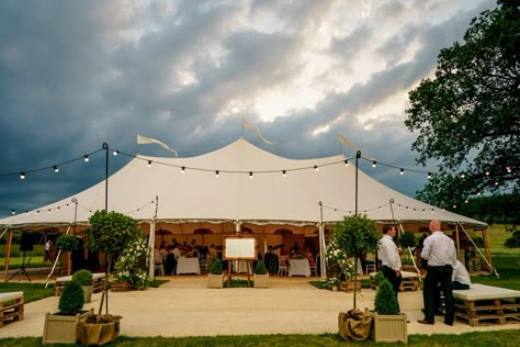 Pole Tent Wedding, Sperry Tent, Outdoor Tent Wedding, Festoon Lights, Wedding Marquee, Groomsmen Looks, Tent Decorations, Wedding Lighting, Smile Photography