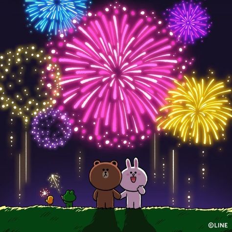 Hugging Pillow, Line Friends, Fireworks, Happy New, Happy New Year, Bears, Twitter, Instagram