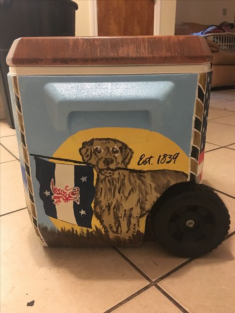 Beta theta pi flag cooler side Theta Xi Cooler, Beta Theta Pi Cooler, Pike Cooler Ideas Fraternity, Beta Frat Cooler, Beta Cooler, Nashville Formal, Ka Cooler, Ato Cooler, Flask Painting