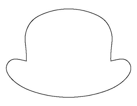 Bowler hat pattern. Use the printable outline for crafts, creating stencils, scrapbooking, and more. Free PDF template to download and print at http://patternuniverse.com/download/bowler-hat-pattern/ Bowler Hat Drawing, Hat Template Free Printable, Hat Printable, Printable Outline, Coloring Crafts, Carnival Crafts, Clown Hat, Hat Template, Crochet Hat For Women