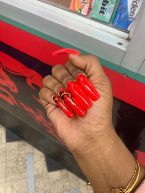 Halloween Nail Decals, Long Red Nails, Long Square Nails, Curved Nails, Gel Acrylic Nails, Exotic Nails, Nails Red, Nail Supply, Artificial Nails