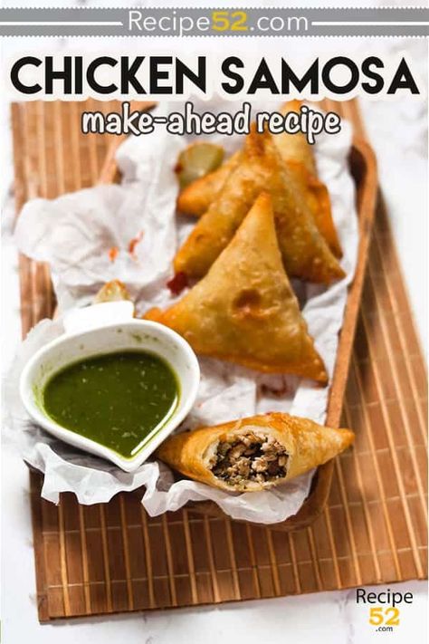 A crispy, golden chicken samosa filled with flavorful spiced stuffing is a perfect way to satisfy your hunger. With store-bought spring roll wrappers, you can actually make these in just 40 minutes. Samosa Filling Ideas, Chicken Samosa Recipe, Samosa Filling, Chicken Samoosa Fillings, Samosa Filling Recipe Vegetables, Ground Beef Samosa, Chicken Samosa Recipes, Chicken Keema, Golden Chicken