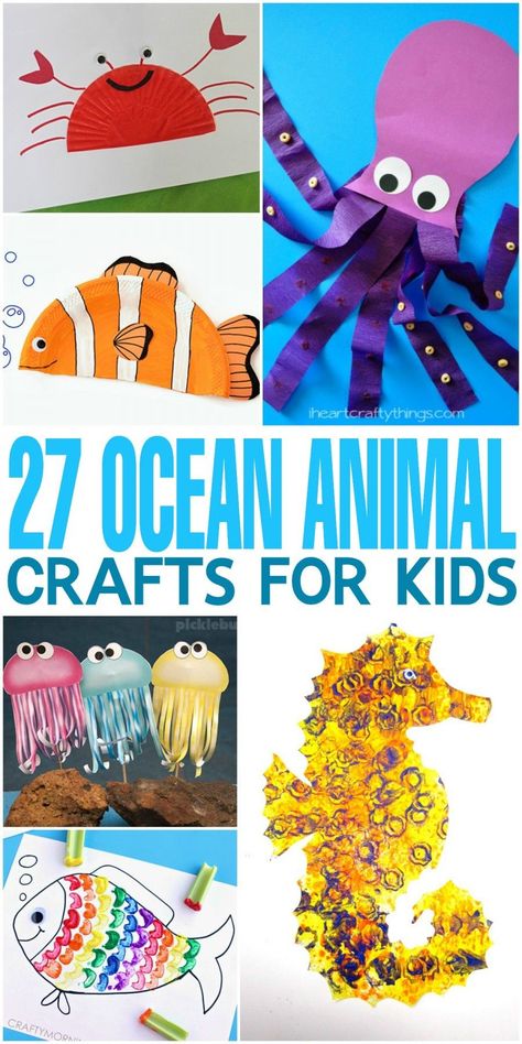 27 ocean animal crafts for kids! From octopus to fish, starfish to crab there are so many great sea creatures! Perfect for a summer or ocean unit with kids! #oceancrafts #anmialthemedactivities #animalcrafts Ocean Animal Crafts, Under The Sea Crafts, Life Under The Sea, Sea Crafts, Ocean Crafts, Animal Crafts For Kids, Sea Theme, Beach Crafts, Camping Crafts