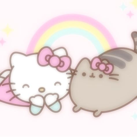 Kawaii Aesthetic Anime, Hello Kitty X Pusheen, Pusheen Wallpaper, Cutecore Icons, Charmmy Kitty, Soft Pink Theme, Hello Kitty Themes, Hello Kitty Aesthetic, Art Kawaii