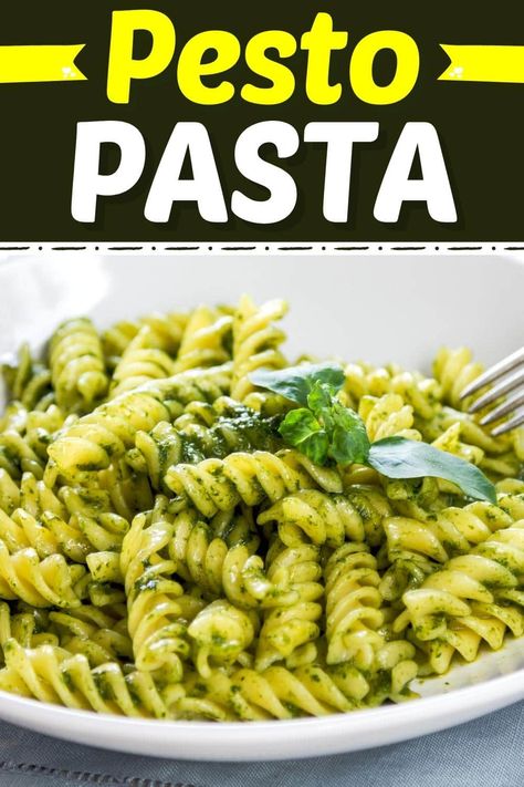 Pesto Rotini Pasta, Simple Pesto Pasta Recipes, Pasta With Pesto Recipes, Canning Pesto, Healthy Pesto Pasta, Pasta And Pesto, Fusili Pasta, Penne Pesto, Vegetarian Pesto