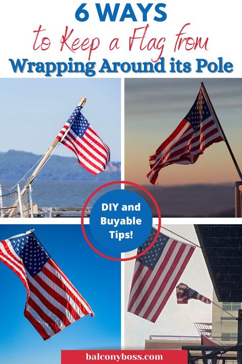 Click through to the blog to learn 6 ways to keep a flag from wrapping arounds its pole! Having a flag on your balcony is great, but there’s little point if the flag keeps getting twisted around the pole. Luckily, there are plenty of options to stop this from happening. From DIY flag weights to a spinning flag pole, there are tons of options to keep your flag straight. Details inside! Flag Pole Ideas Diy, Diy Flag Pole, Diy Flag, A Flag, Diy Cans, Flag Pole, The Flag, Diy Hacks, Fix You