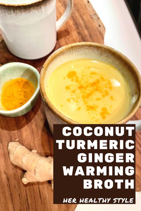 Tumeric Ginger Bone Broth, Ginger Turmeric Bone Broth Recipe, Ginger Broth Soup, Liver Healing Soup, Coconut Ginger Soup With Tumeric, Ginger Turmeric Bone Broth, Broth For Breakfast, Ginger Ideas Food, Ginger Turmeric Soup