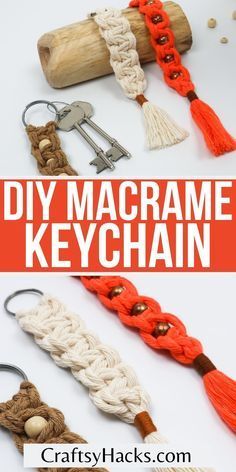 Macrame Keychain Embroidery Floss, Macrame Bead Keychain, Macrame With Embroidery Floss, Yarn Keychain Diy Easy, Macrame Keychain Diy Tutorials Easy, Yarn Keychain Diy, Macrame Keychain Diy Easy, Macrame Keychain With Beads, Macrame Keychain Diy Tutorials