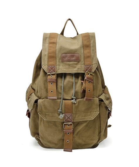 Luggage & Travel Gear, Backpacks, 21101 Specially High Density Thick Canvas Backpack Rucksack - Army Green L - C111BW5Z1JT   #Luggage #TravelGear  #Fashion #Bags #Handbags #Style #Backpacks Green Canvas Backpack, Mochila Jeans, Canvas Rucksack, Green Backpacks, Bags Online Shopping, Camera Backpack, Rucksack Bag, Backpack Reviews, Dslr Cameras