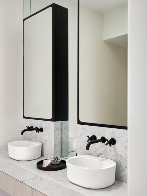 est living The Rose House Watts Studios 10 #bathroomdesigns Bathroom Medicine Cabinet Mirror, Black Medicine Cabinet, Wall Mounted Medicine Cabinet, Wall Mounted Bathroom Cabinets, Bathroom Storage Solutions, Medicine Cabinets, Bathroom Mirror Cabinet, Bad Design, Medicine Cabinet Mirror