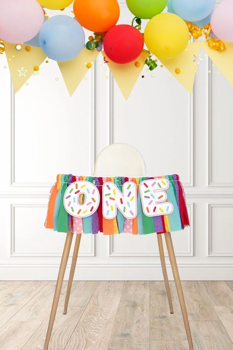 Sprinkles Highchair Banner Rainbow Confetti First Birthday - Etsy Sweet One First Birthday Highchair Banner, Colourful 1st Birthday Party, Confetti Birthday Theme, Colorful First Birthday Girl, Confetti First Birthday Party, Confetti Themed Birthday Party, First Birthday Rainbow Theme, First Birthday Colorful, Highchair Decor 1st Birthday