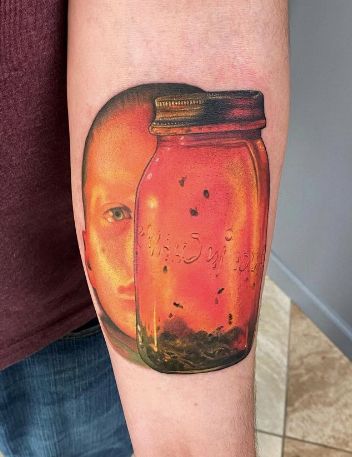 Jar Of Flies Tattoo Alice In Chains, Mad Season Tattoo, Alice In Chains Tattoo Ideas, Jar Of Flies Tattoo, Alice In Chains Tattoo, Album Tattoos, Alice In Chains Albums, Tattoo Kiss, Earthy Tattoos