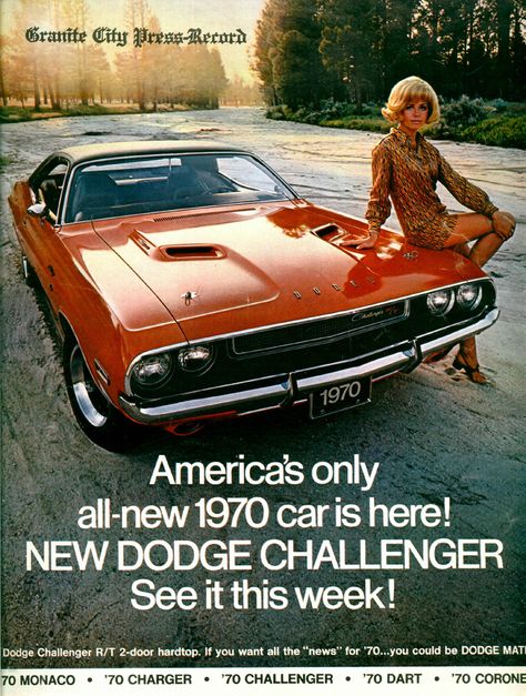 1970 Dodge Challenger Ad in Granite City Illinois paper | Flickr New Dodge Challenger, Muscle Car Ads, Dodge Challenger 1970, 1970 Dodge Challenger, Retro Auto, New Dodge, Dodge Muscle Cars, Mopar Cars, Mopar Muscle Cars