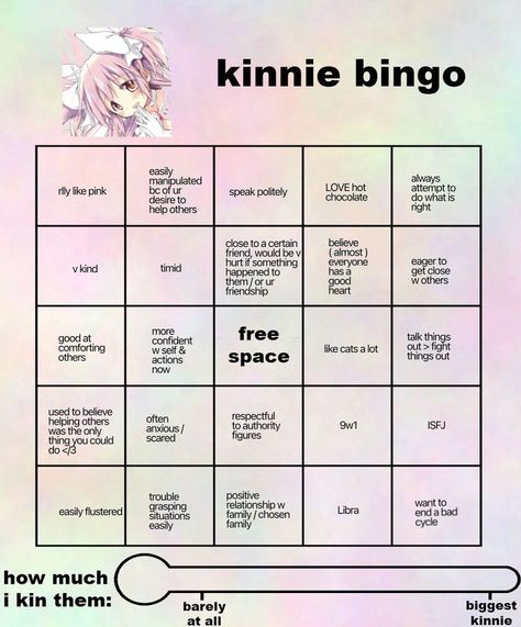 Kinnie Check, Aesthetic Paintings, Kinnie Bingo, Madoka Kaname, Mahō Shōjo Madoka Magica, Bingo Template, List Of Characters, Feeling Used, Emotional Child