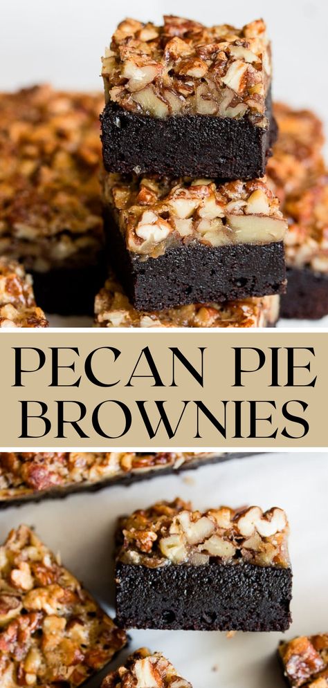 Pecan Brownies Recipe, Gooey Pecan Pie, Pecan Pie Brownies, Ultimate Brownies, Pie Brownies, Pecan Desserts, Classic Thanksgiving, Decadent Chocolate Cake, Unique Desserts