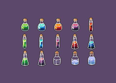 Bottle Pixel Art, Pixel Art Potion, Potion Bottles, Sharing Economy, Pixel Pattern, Free Photos, Pixel Art, Collage, Beads