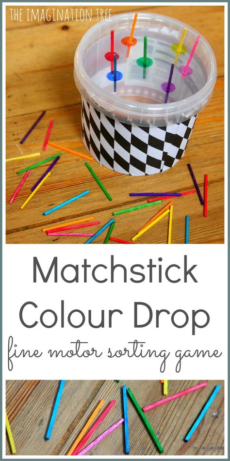 Match stick color drop fine motor sorting game for preschoolers. #preschool #education (repinned by Super Simple Songs) Game For Preschoolers, Finger Gym, Funky Fingers, Sleepover Birthday, Imagination Tree, Sorting Games, Preschool Fine Motor, Fine Motor Skills Activities, Motor Skills Activities